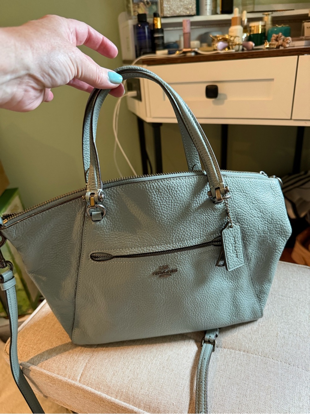 Coach Pebble Leather Satchel in Blue